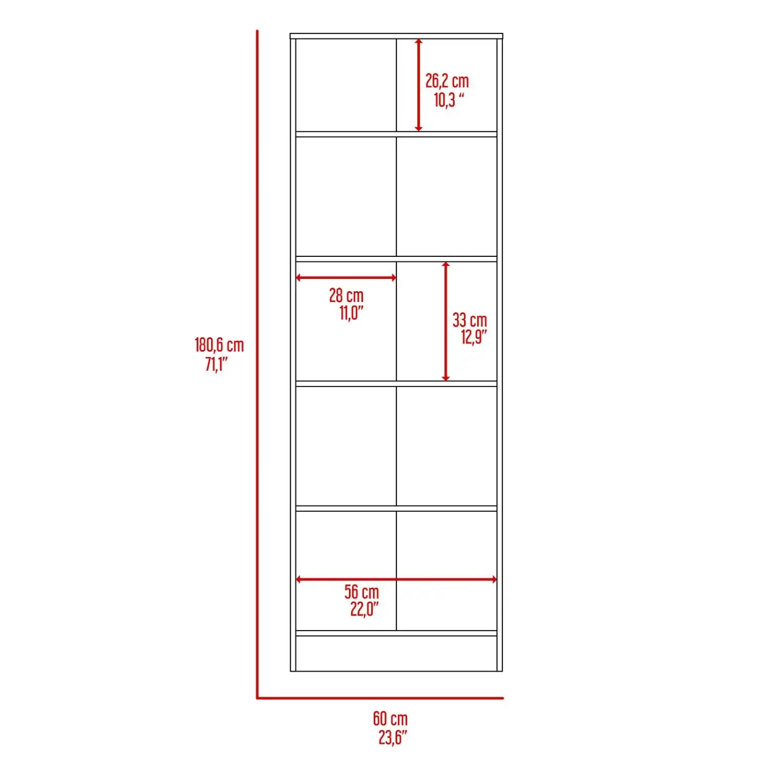 Multistorage Cabinet, Double Door, Five Shelves Espresso / Black