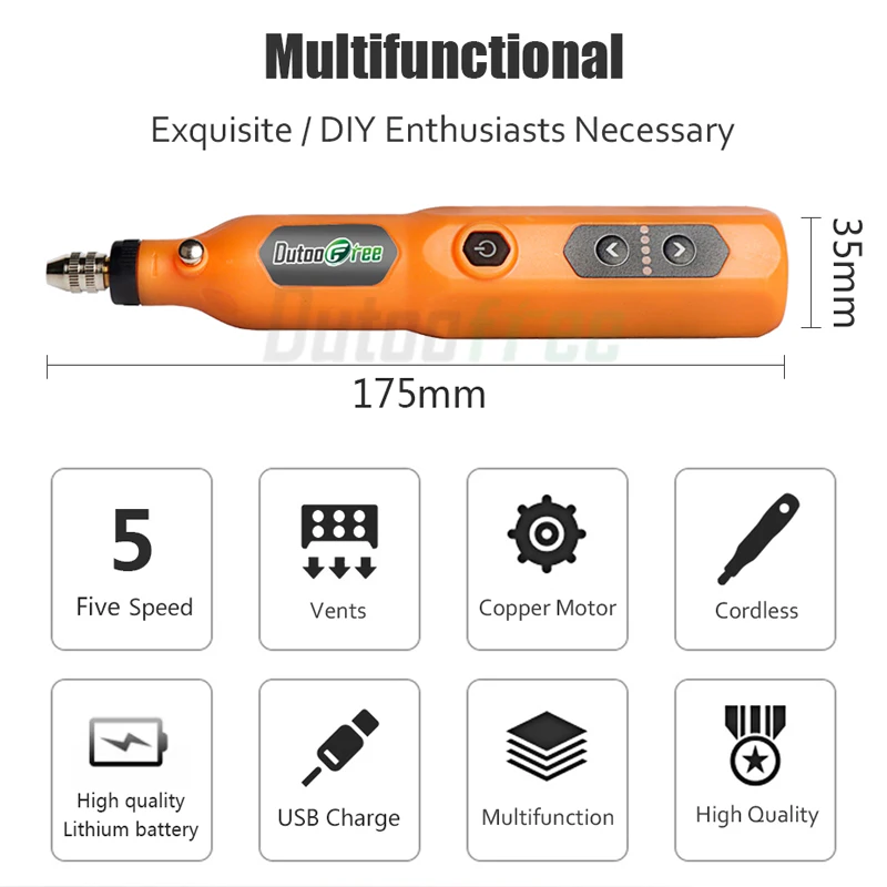 Alat Putar Tanpa Kabel USB Pena Ukir Bor Mini Dremel Bor Nirkabel Mini USB Listrik Alat Listrik Kecepatan 3/5 16000Rpm