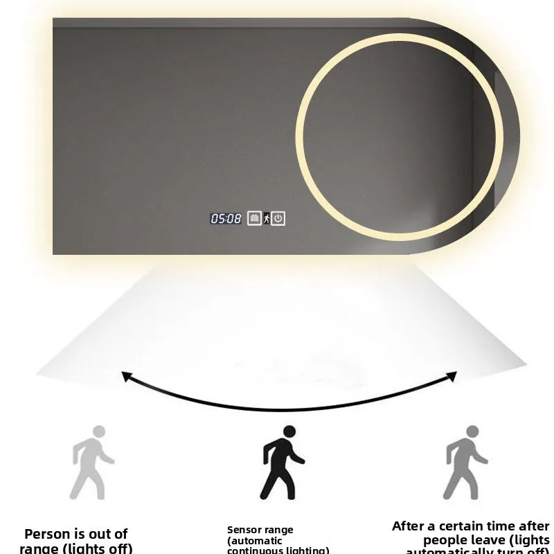 Hotel bathroom bathroom glass mirror touch screen light strip induction wall-mounted anti-fog intelligent simple modern