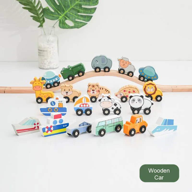 Wooden Car Toys for Toddler Push and Go Vehicle Christmas Birthday Gift for Kids Compatible with All Major Brands Wooden Track