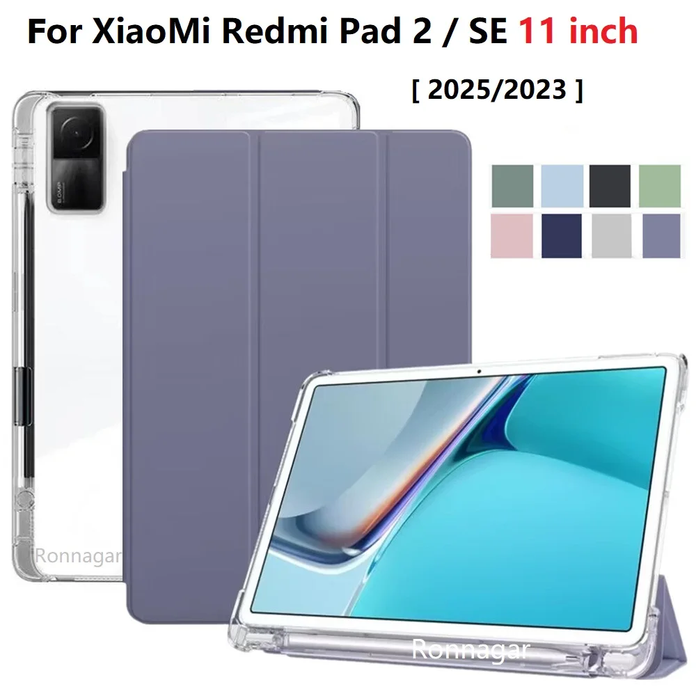 

Умный чехол-книжка для Xiaomi Redmi Pad 2 11'' 2025, чехол-кейс для Redmi Pad SE 11 дюймов 2023 с держателем для стилуса, чехол для планшета