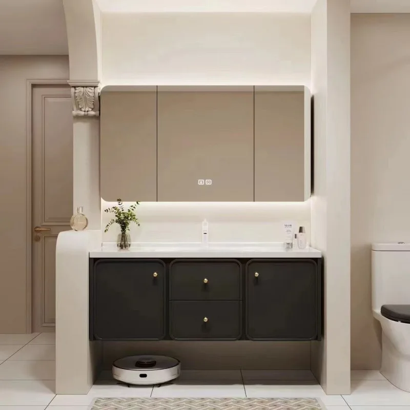 American French Bathroom Cabinet Ceramic Integrated Basin Washstand Toilet Face Wash Basin Retro Style Bathroom Cabinet Combinat