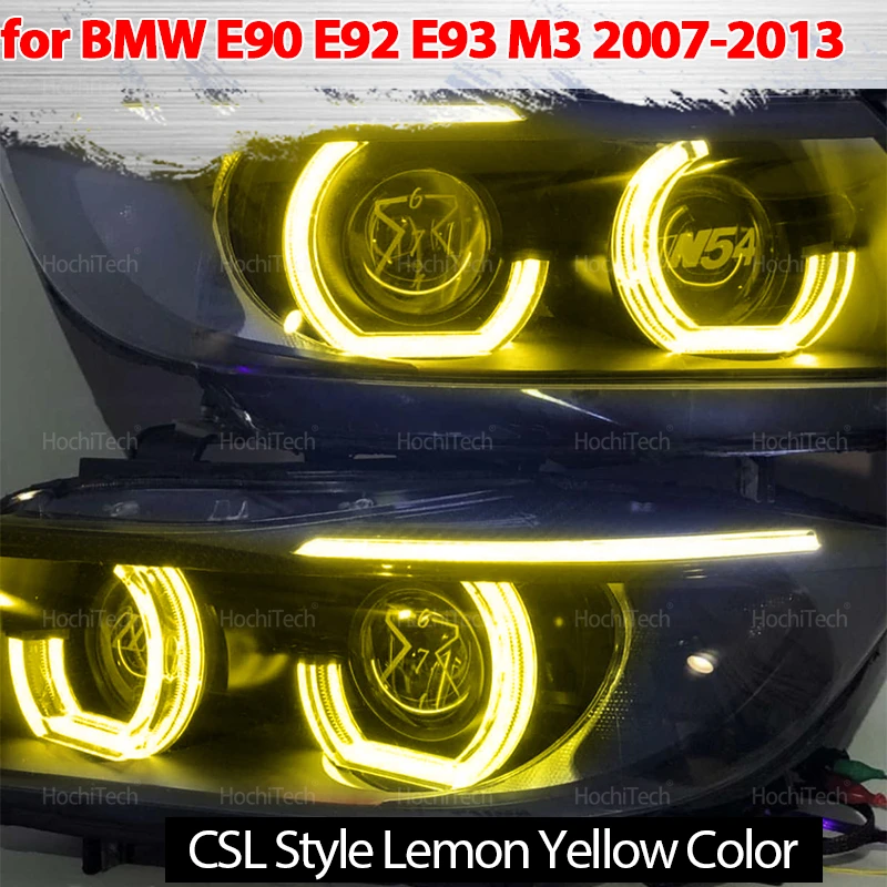 

For BMW 3 Series E90 E92 E93 M3 Coupe Cabriolet 07-13 Lemon Yellow Color Rings DTM U Style Light LED CSL Style Angel Eyes Kit