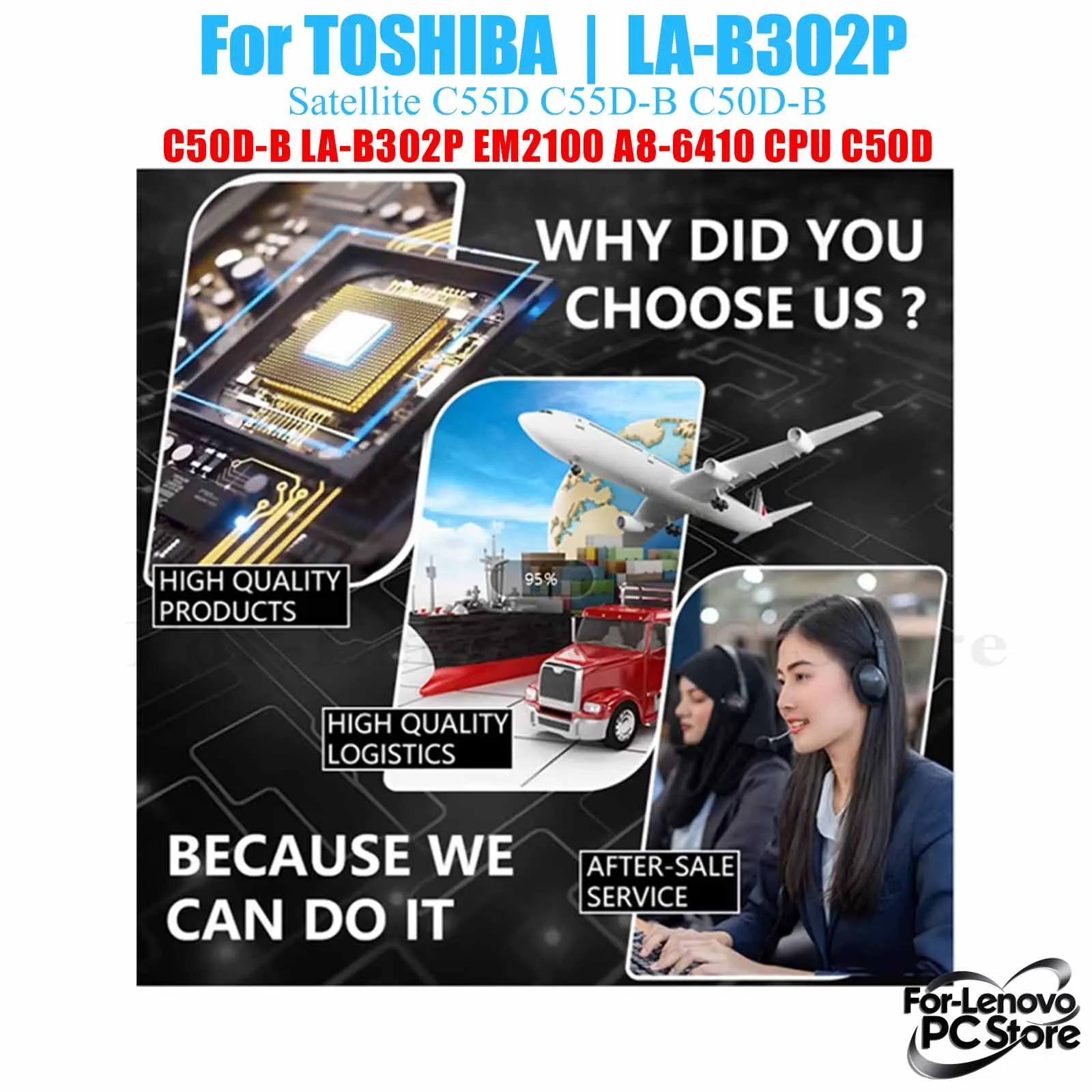 

LA-B302P For Toshiba Satellite C50D C55D LA-B302P Notebook Motherboard 100% Tested Laptop Mainboard