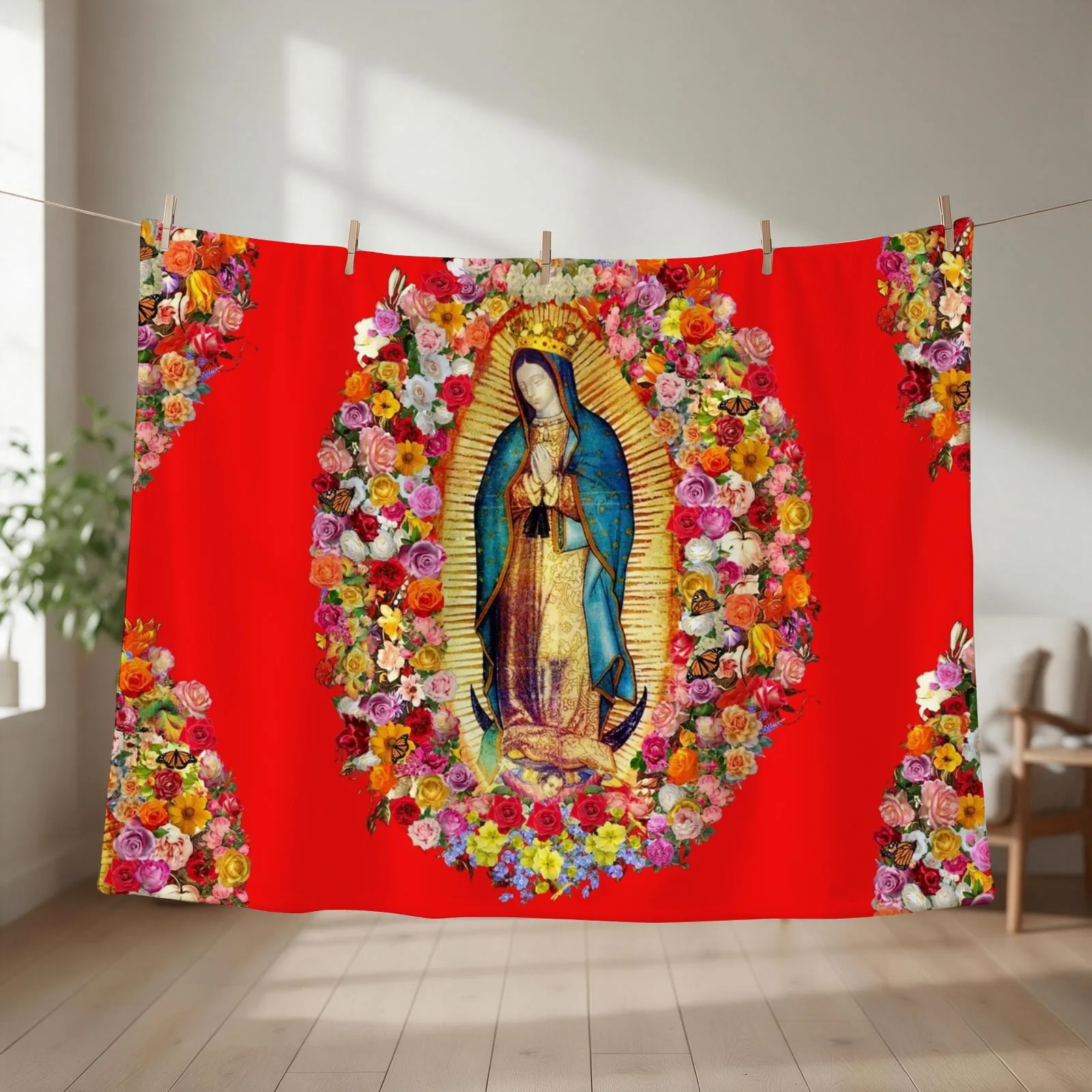 New Our Lady of Guadalupe Mexican Virgin Mary Saint Mexico Catholic Mask Throw Blanket Fashion Sofas wednesday Moving Blankets