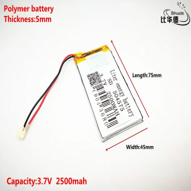 Bom Qulity 3.7 V, 2500 mAH, 504575 Polímero de íon de lítio/bateria de Iões de lítio para o BRINQUEDO, BANCO DO PODER, GPS, mp3, mp4