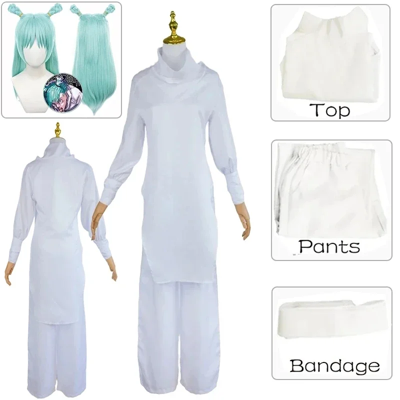 

Anime Jujutsu Kaisen Cosplay Kashimo Hajime Cosplay Costume White Uniform Top Pant Wig Outfit Halloween Carnival Costume