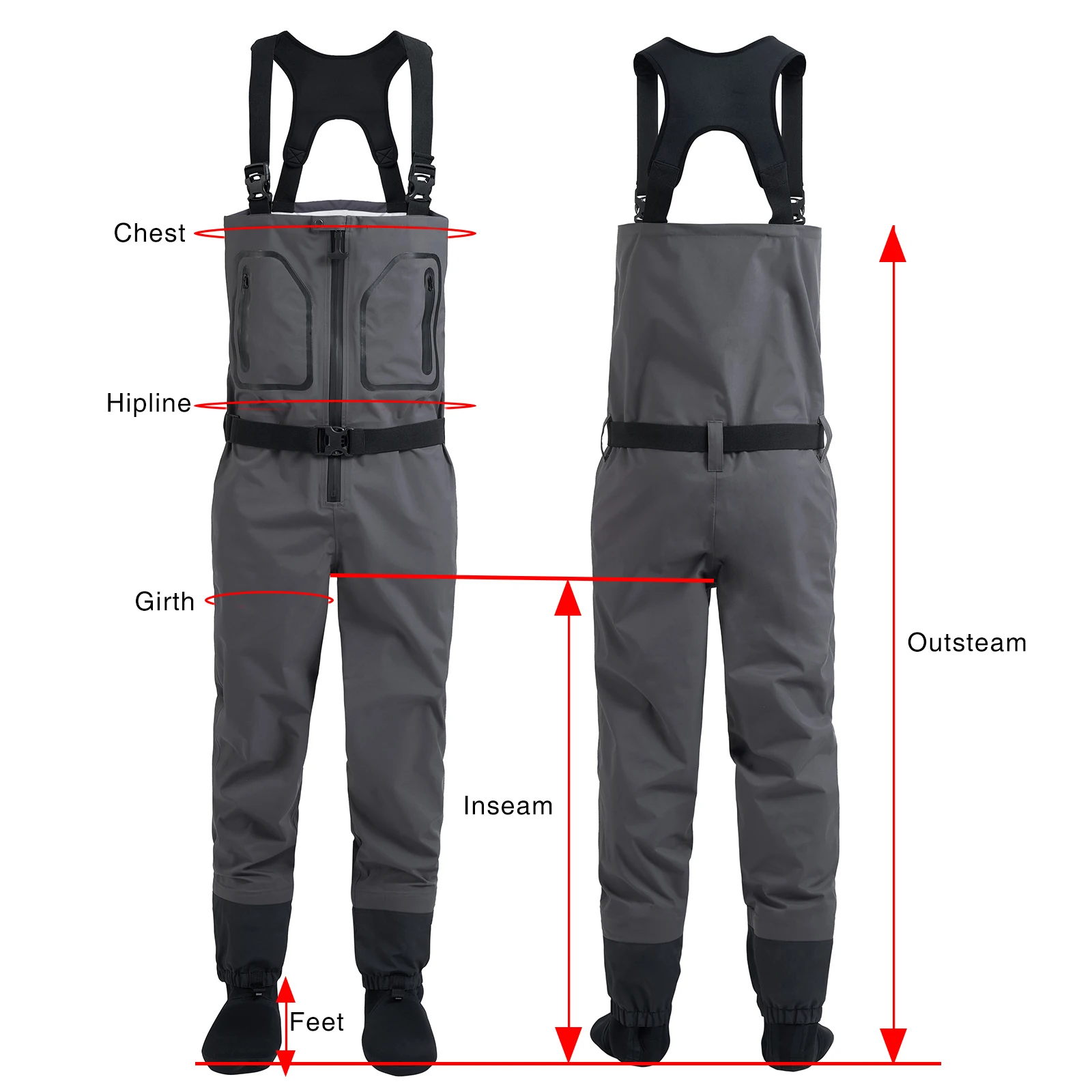 New Men\'s Fishing Chest  High Quality Waders Waterproof Breathable One-piece Pants With Neoprene Socks For Enjoy  WM2