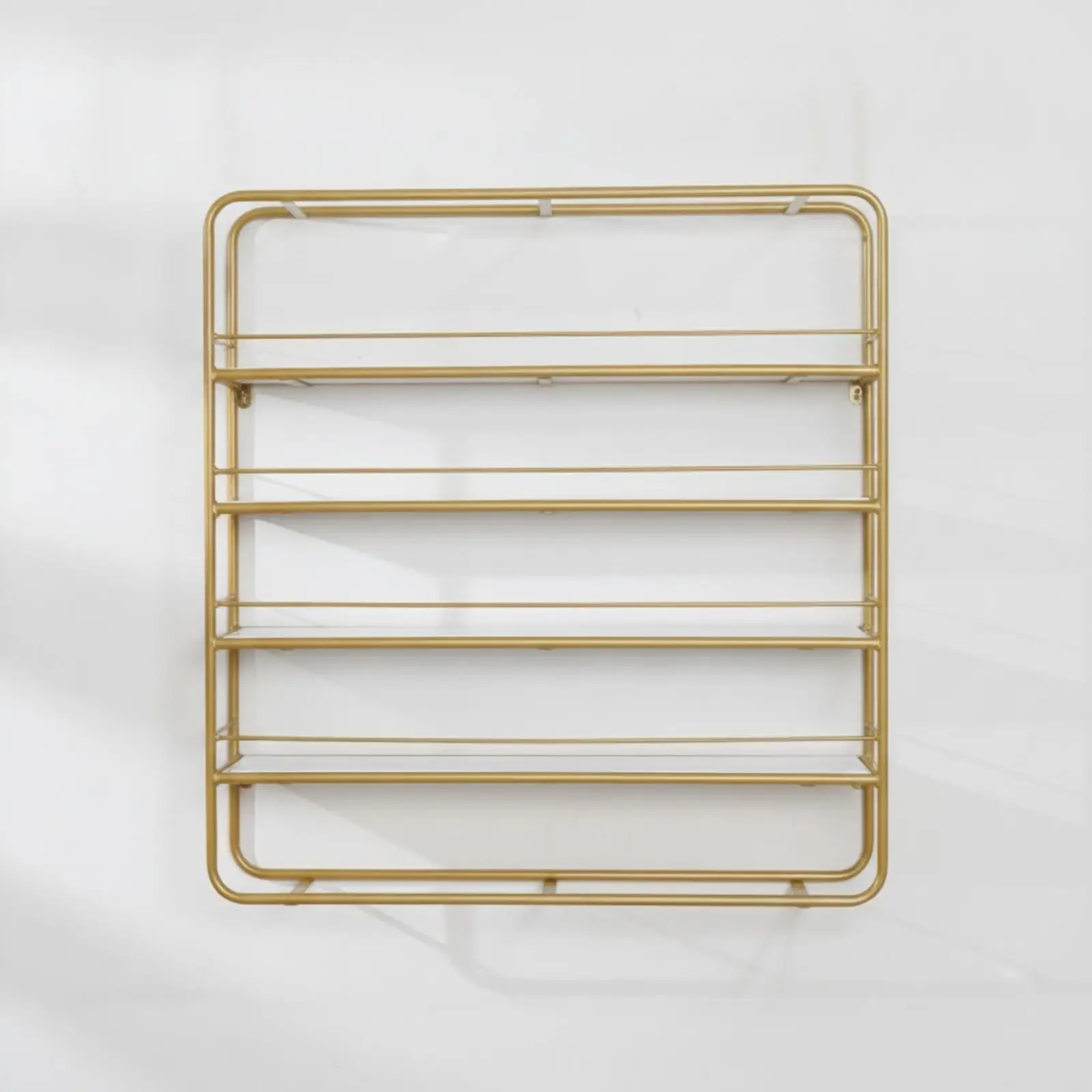 Wall Mounted Ribbon Storage Rack for Craft Supplies with Horizontal Rails and Shelf Supports for Small Items
