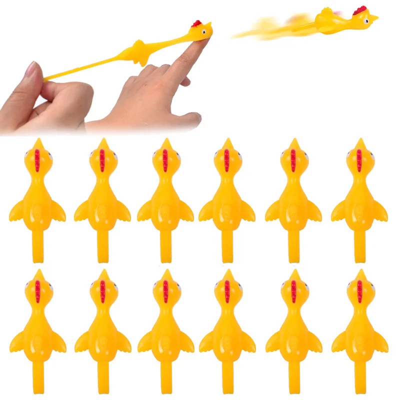 5-15pcs Slingshot Rubber Chicken Finger Toys Flingers Stretchy Shoot off Turkey Novelty Assorted Stress Reliever Kids Adult Toys