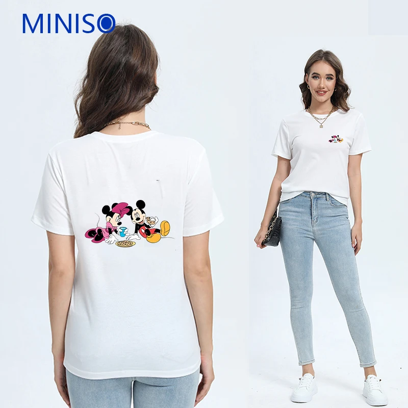 

Summer Ladies Cartoon Clothes Trends 2025 Tops & Tees Disney Mickey and Minnie Printed Loose Clothing Custom T Shirt Brands