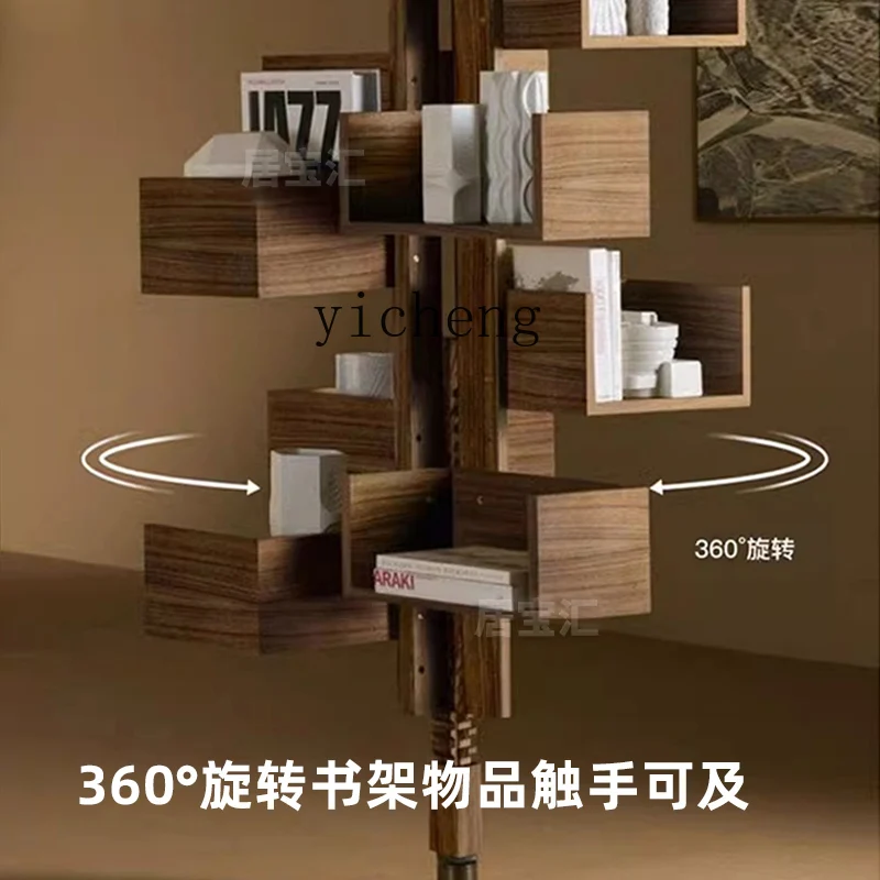 YFY  rotating bookshelf vertical ebony villa living room corner creative multi-layer storage display stand