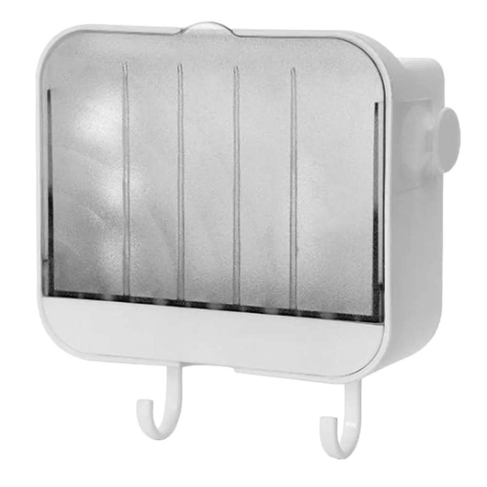 

Soap Dish with Lid Bathroom Holder Suction Cup Vertical Container Wall-mounted Drainage Case Tray