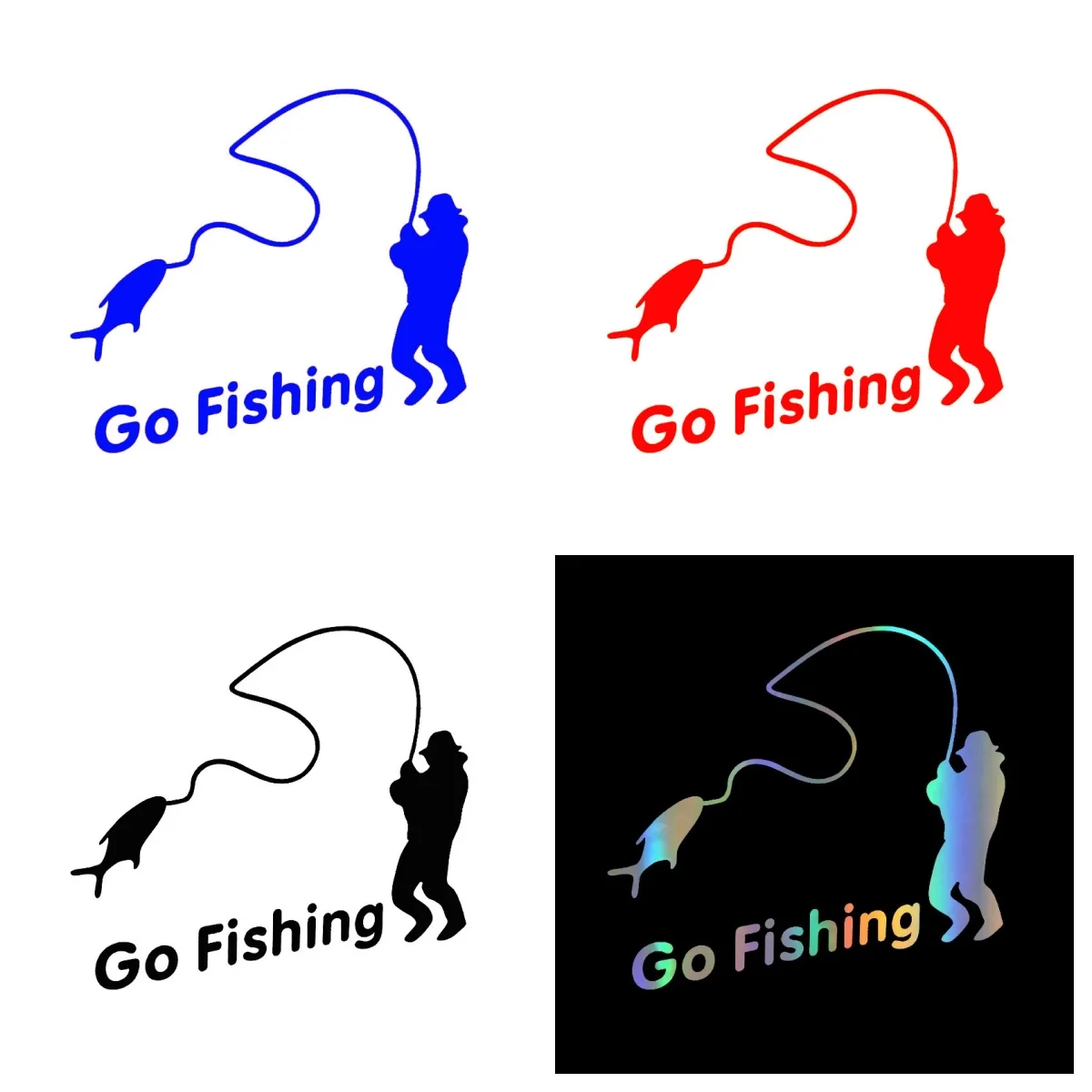 

ПВХ в форме автомобиля, зеркало, мотоцикл, мультяшные наклейки для автомобиля, спортивная рыбалка на открытом воздухе, наклейки для автомобиля «Go Fishing»