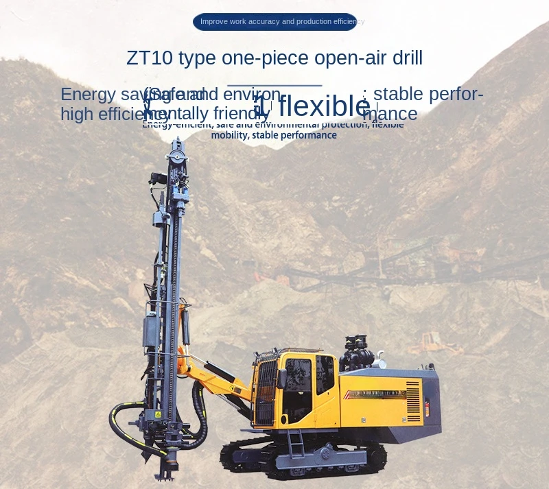 Crawler open-pit  drilling rig ZT10 integrated air compressor drilling rig