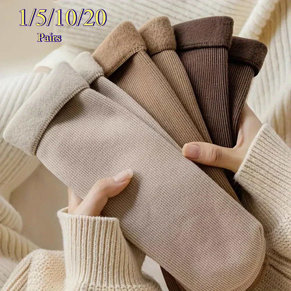 

1/5/10/20 Pairs Women Winter Thicken Warm Short Socks woman Thermal Cashmere Wool Socks Nylon Snow Velvet Boots Home Floor Sock