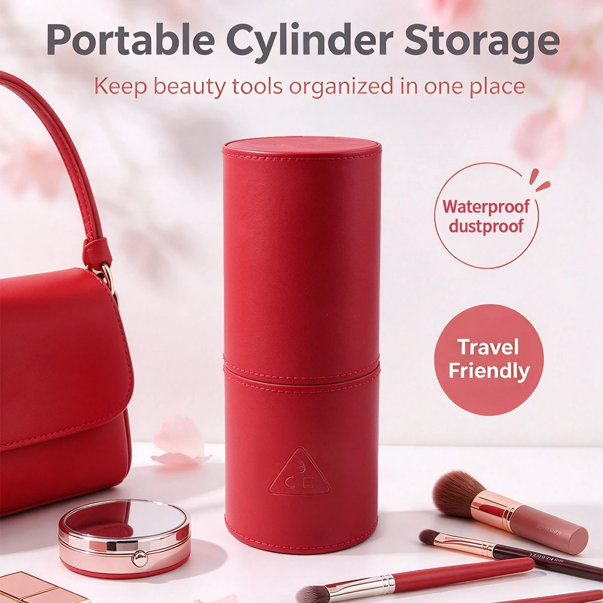 Waterproof Makeup Brush Holder,Portable Cylinder Makeup Organizer Case, Dustproof Travel Cosmetic Brush Storage Cup