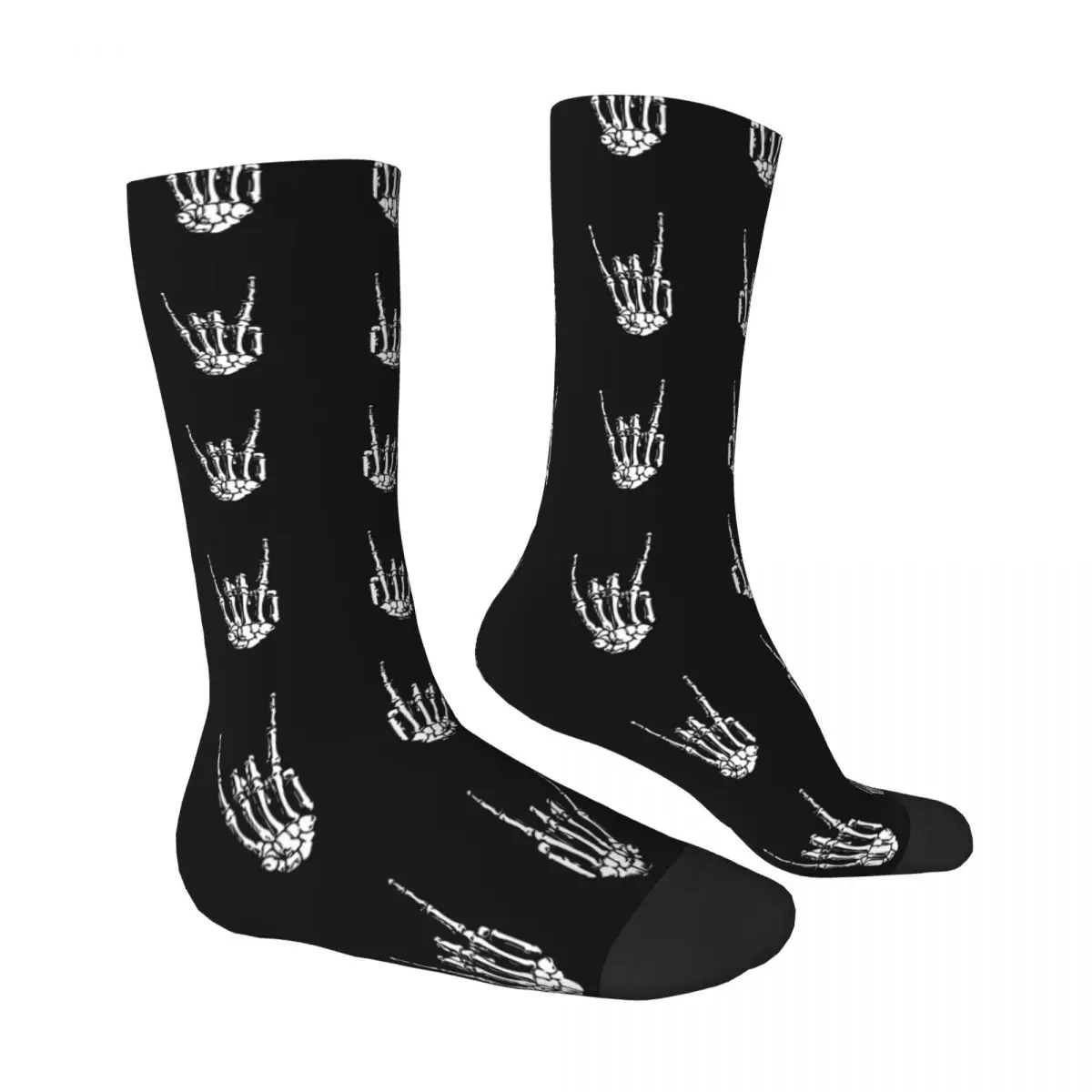 ROCK ON SKELETON HANDS Hand Gesture Design Kawaii Drawstring Socks Gym Cartoon Pattern Socks harajuku Men Happy hip hop