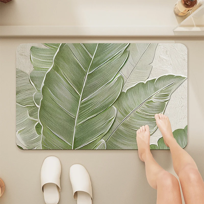 سجادة VIKAMA بسيطة بنمط أوراق الشجر الطازجة لغرفة النوم، غرفة المعيشة، ممسحة المطبخ، سجادة أرضية ناعمة ومريحة لديكور المنزل