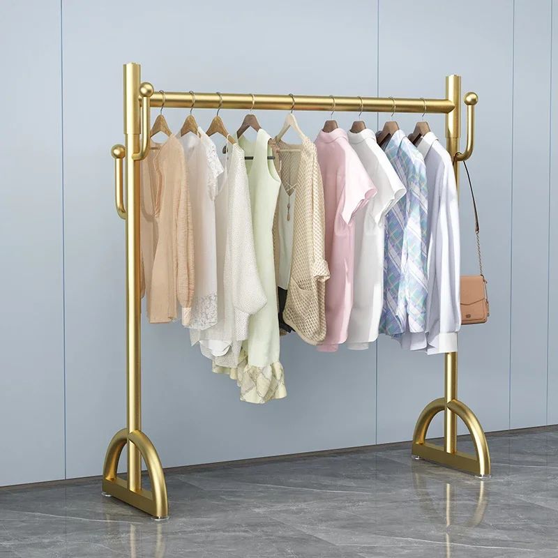 Winkel Gouden Metalen Kledingrek Stand Indoor Boutique Jas Display Kledingrek Vloer Hangend Modern Burro Ropa Perchero Meubilair