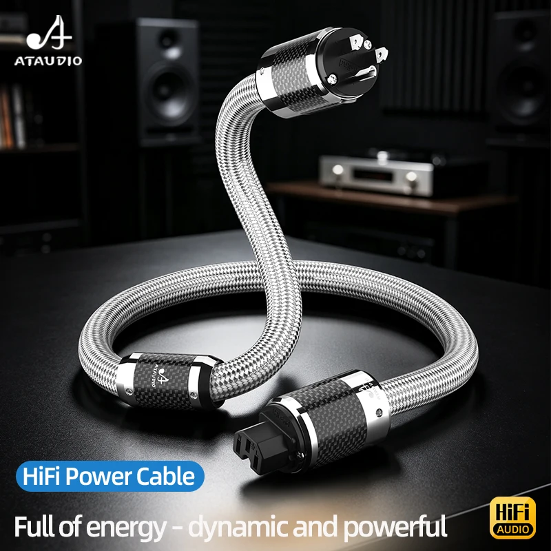 HiFi Power Cables 7N OFC Silver Mixed Cord with Rhodium Plating Plug for Amplifier Filter US /EU /AU Standards Power Cable