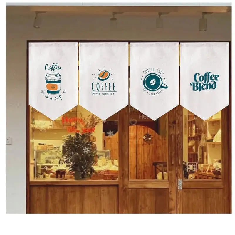 VIKAMA Simple Line Coffee Pattern Triangular Banner Japanese Bakery Dessert Store Window Hanging Decor
