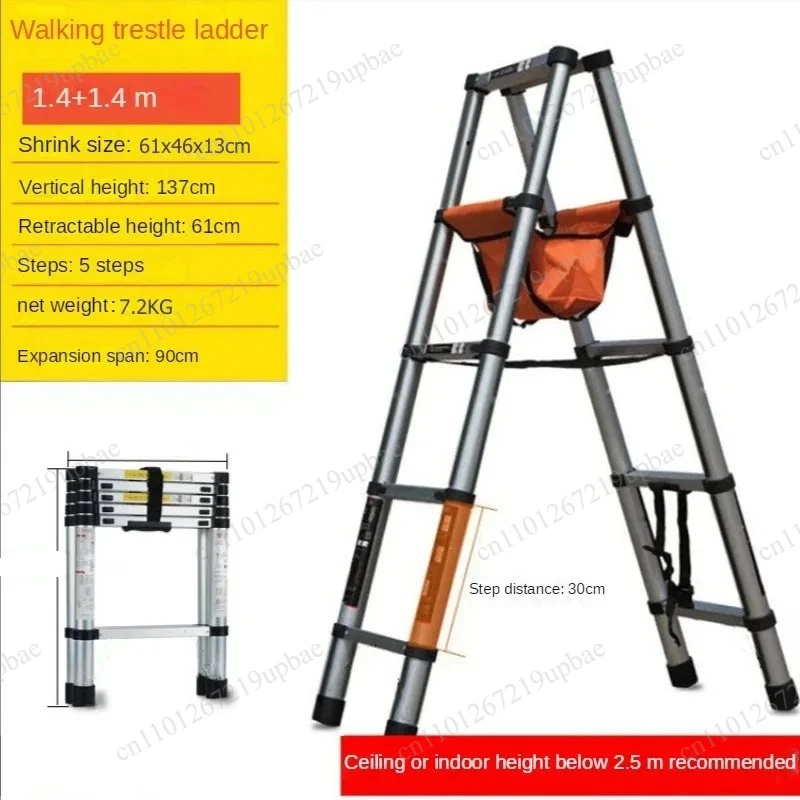 

Stainless Steel A-Type Telescopic Ladder 5-Step Foldable Extension Ladder Thicken Household Portable Step Stairs