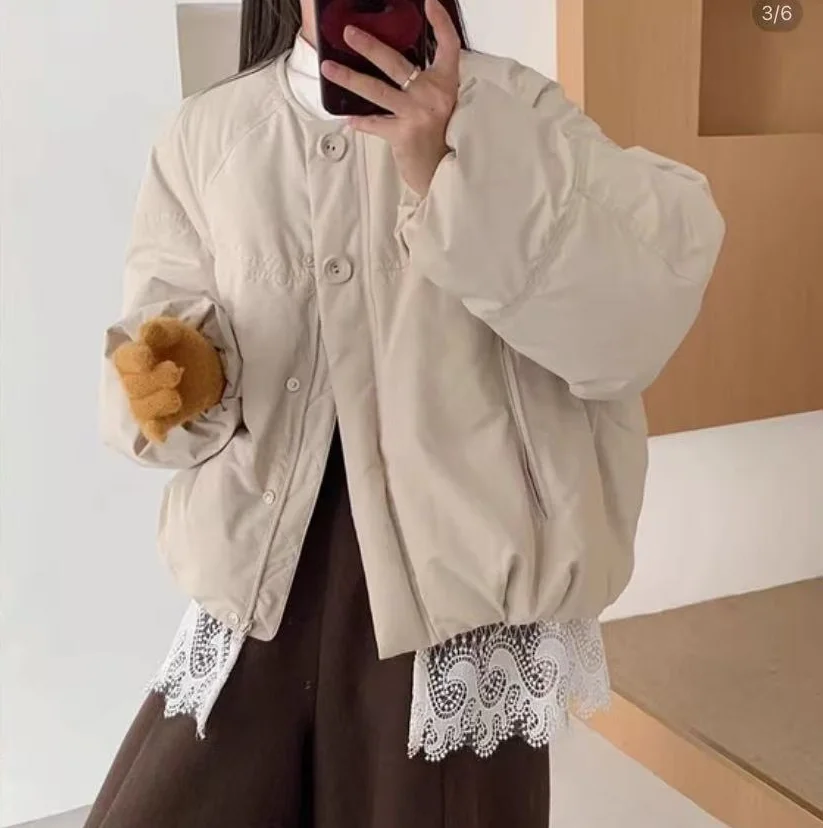 2025 Casual Design 90 Down Jacket for Women, Bread Style, New Fashion Long-sleeved Thick Winter Coat Suitable for Cold Weather