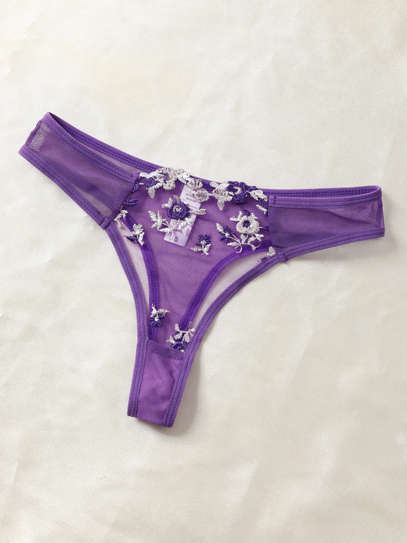 Purple Fancy Sexy Lingerie Set See Through Hot Female Underwear Embroidery Flower Bra And Panty Sets Women Erotic Outfits