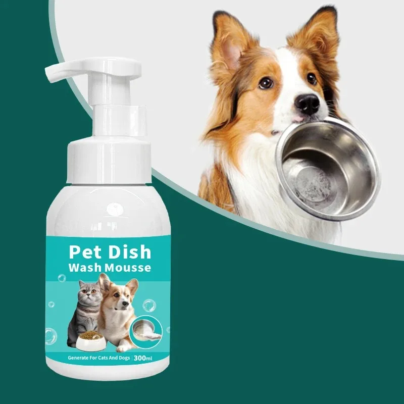 300ml Pet Dishwasher Mousse for Dogs Food Bowls Kitten Drinking Basin Stain Removers Cat Tableware Quick Decomposition Ofsaliva