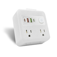 Mini Portable US Power Socket 8-in-1 Multifunctional 4AC Sockets 2 USB ports 2 Type-C Home Office Surge Protector Network Filter
