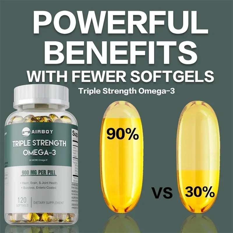 オメガ 3 魚油 - 抗酸化作用、ストレス軽減、知能向上、認知機能、目の健康、皮膚の健康をサポート、自然エネルギーを高める