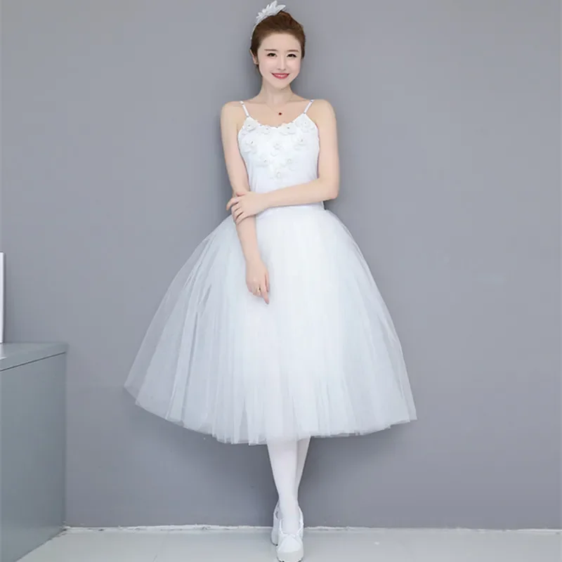 New Suspender Professional Tutu Adult Medium and Long Dress Gauze Skirt Swan Lake Performance Practice Dance Costume