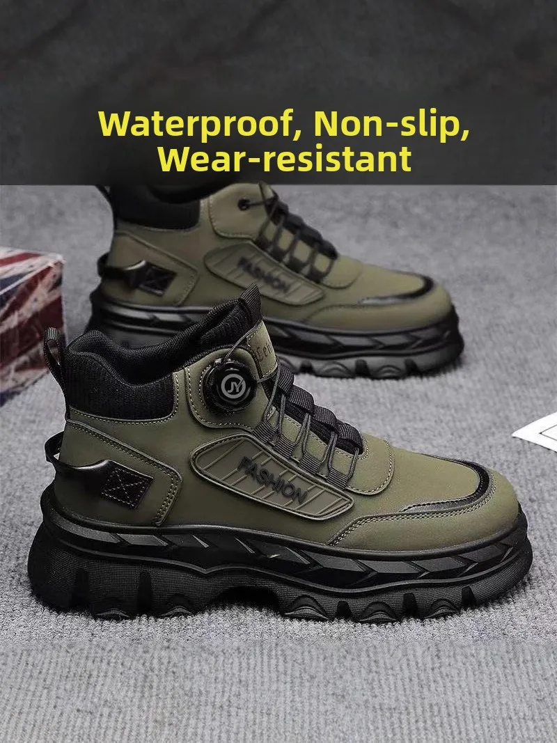 

Men's Hiking Boots Casual High-Top Work Boots Anti-Slip Wear-Resistant Outdoor Sports Workwear Boots for Youth