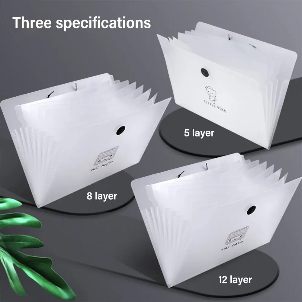 

Fashion Waterproof A4 File Folder 5/8/12 Pockets Large Capacity File Organizer PP Test Paper Storage Folder