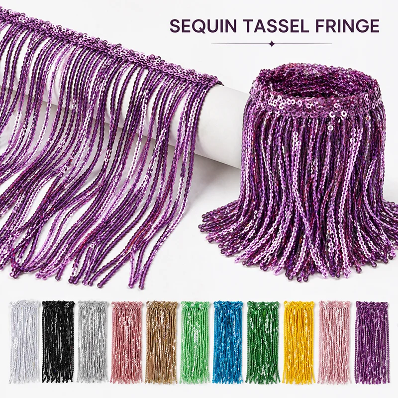 

5/9Yards 17cm Sequins Fringe Tassels Latin Dress Trimmings Curtain Sofa Cover Decor Lace Trim Tassel Fringes Crafts Materials