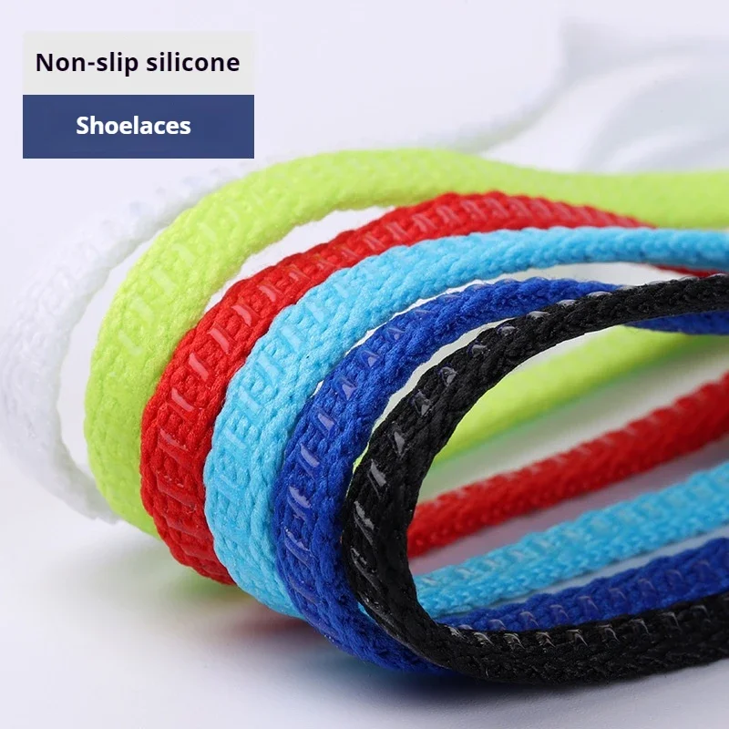 1 Paar rutschfeste, flache, doppelseitige Silikon-Schnürsenkel, rutschfeste Seil-Schnürsenkel für Turnschuhe, Tennis- und Fußballschuhe, Zubehör