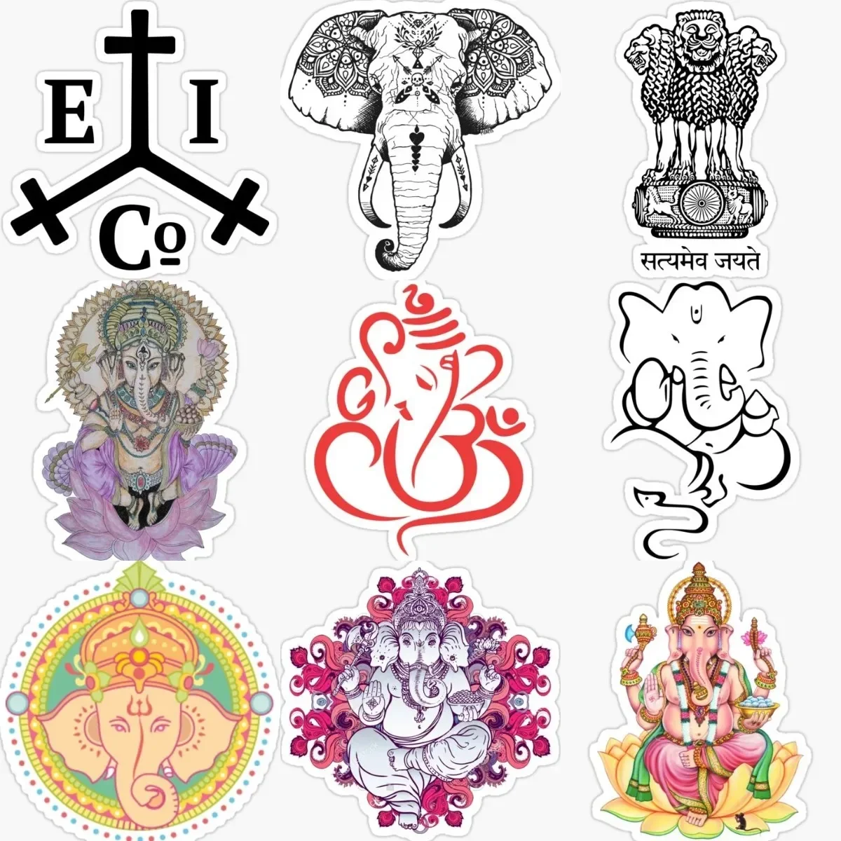 

Indian Ganesh Elephant Sticker Motorcycle Laptop Accessories Car Window Wall Bicycle Van Glass Helmet Room Decal Customizable