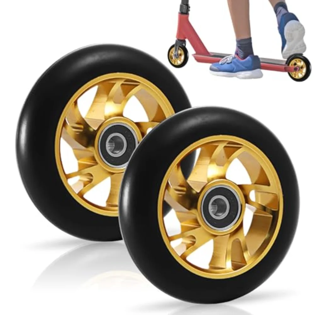 

High Rebound Scooter Wheels For Parks Black Golden 7 Colours 120mm Scooter Wheels Forging Machined Aluminum Core