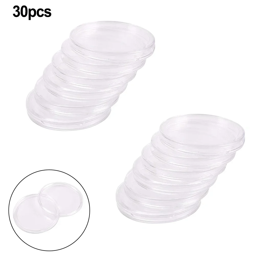 30pcs 40.6mm Transparent Airtight Bag Coin Capsule Box For Silver Eagle 1Oz Coins Round Stylish Home Storage Boxes High Quality