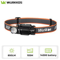 Wurkkos HD12 850 Lumens Rechargeable 14500/AA Headlamp with Red Light Flashlight with Magnet Tail for Camping Hiking Fishing