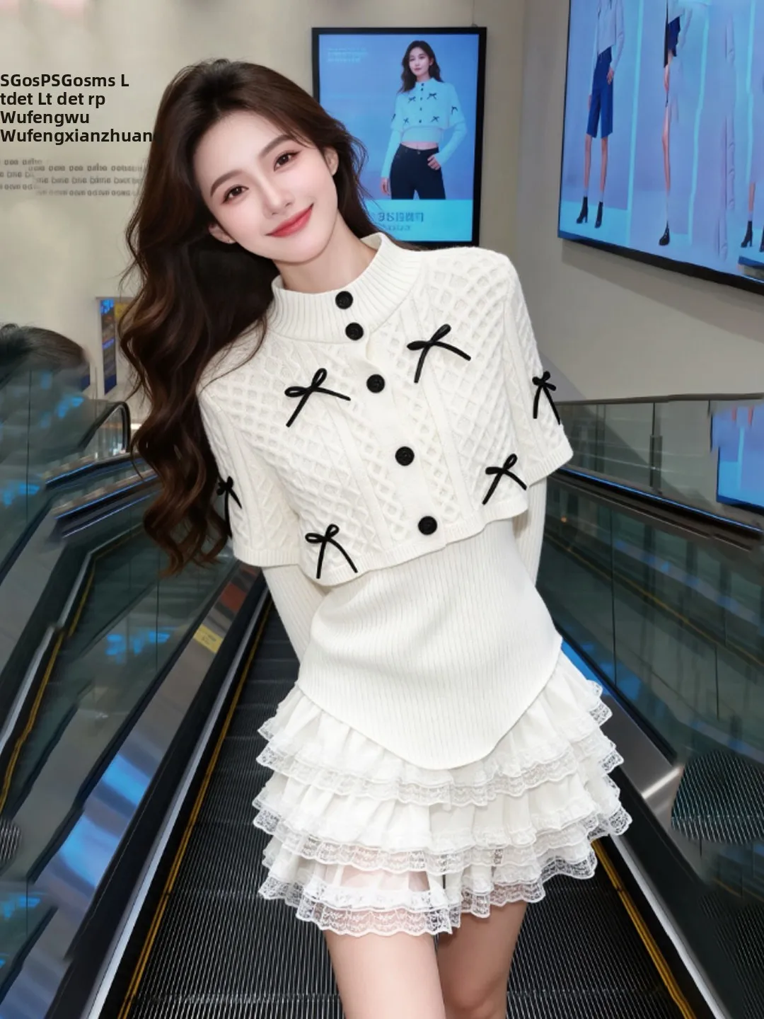 

French Sle Knitted Coat Soft Medium Cotton Long Sve Design Sensation Waist Inward Slim Fit oulder Padded Travel Friendly