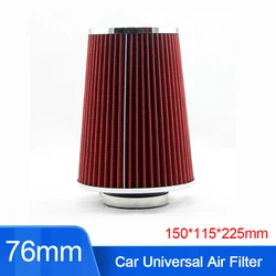 Filtro de aire deportivo Universal de 3 pulgadas, 76mm, entrada de aire frío con abrazadera, alto rendimiento, lavable, piezas de repuesto profesionales para coche