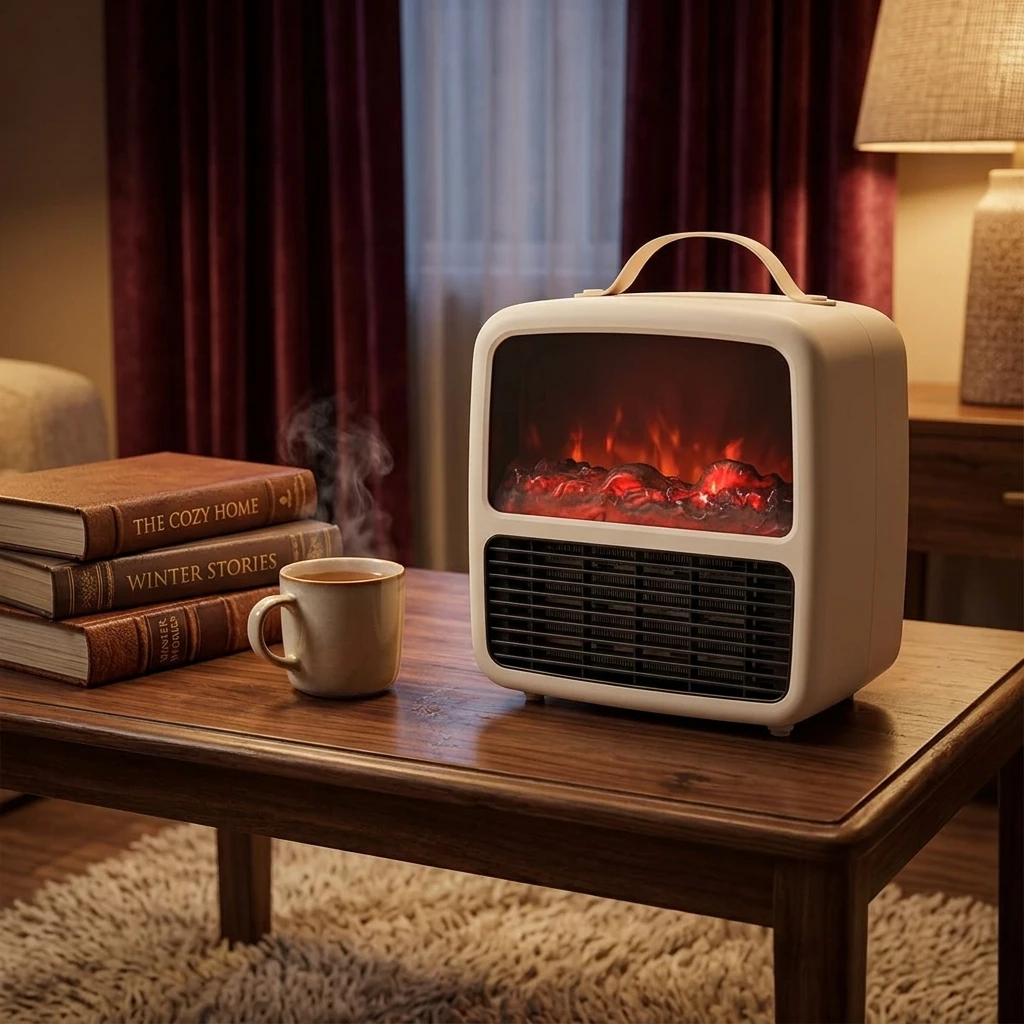 Foreign Trade 3D Dynamic Flame PTC 1000-1500W Household Instant-Heat Desktop Pet-Friendly Smart Electric Warmer Fast Overheat