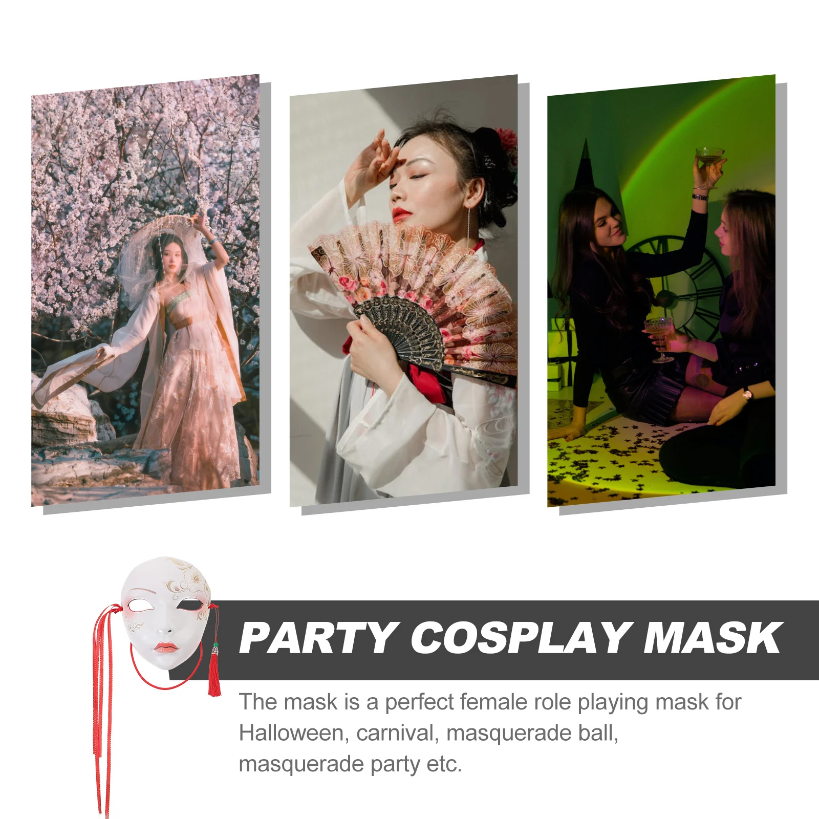 

For Women Elegant Halloween Party Costume Masquerade Mask For Women Accessory Festival Role Play Face Mask Prop