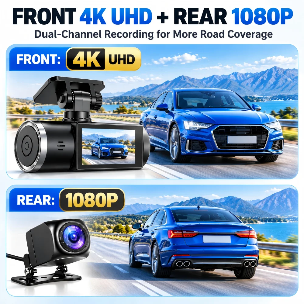 4K видеорегистратор с двумя ка – обзор и цена Dual Dash Cam With Gps Wifi