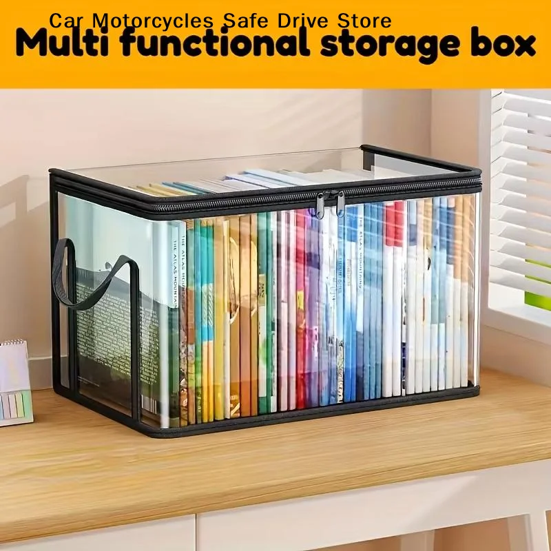 【M】 2 boîtes de rangement transparentes en plastique pour livres et magazines, grande capacité, imperméables, pliables, organisateur peu encombrant pour la maison et le bureau