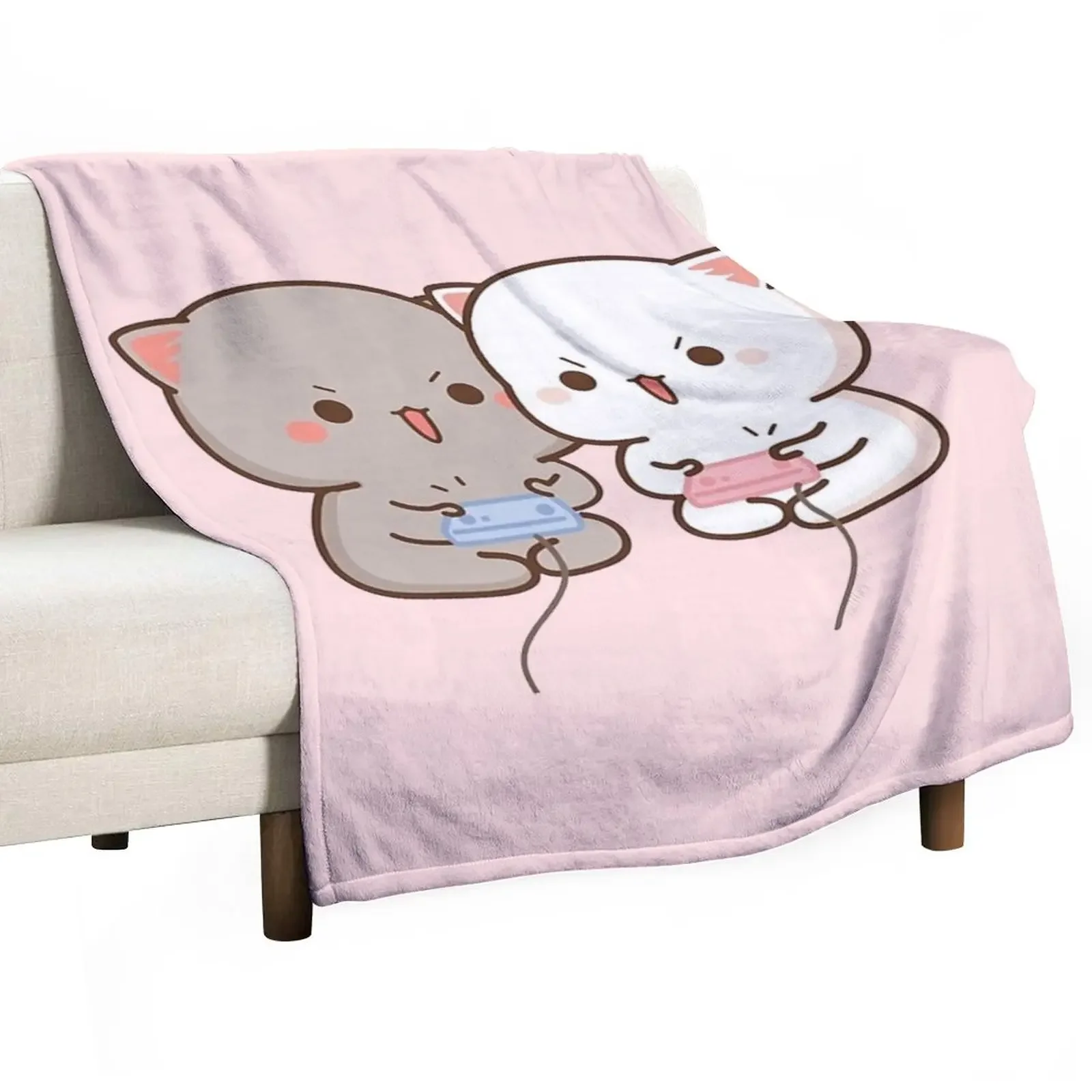 

cute mochi peach cat Throw Blanket Thermals For Travel for sofa Multi-Purpose Soft Plush Plaid Blankets