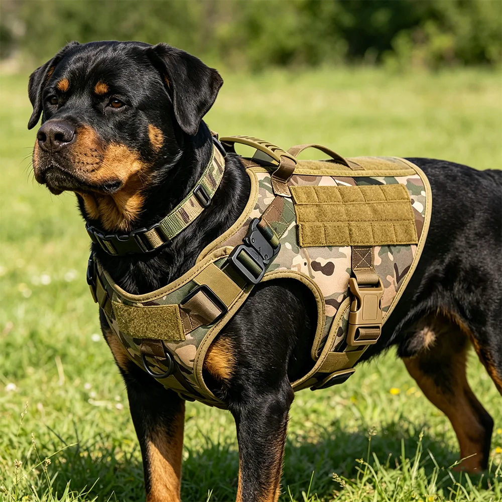 Arnés táctico para perro con correa y asa – Entrenamiento al aire libre - imagen 4