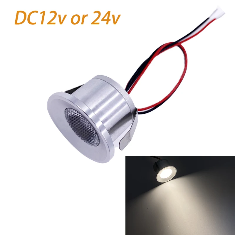 12v 24v Recessed Mini Focus LED Indoor Decorative Ceiling Lighting Landscape Bathtub Sauna Light  Spotlight 1W Cut Hole 27mm